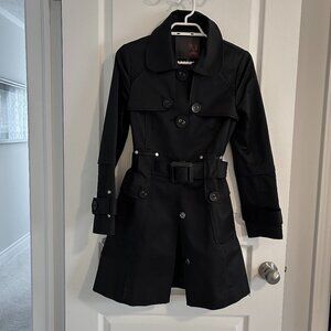 Modern Black Trench Coat – Sz S
